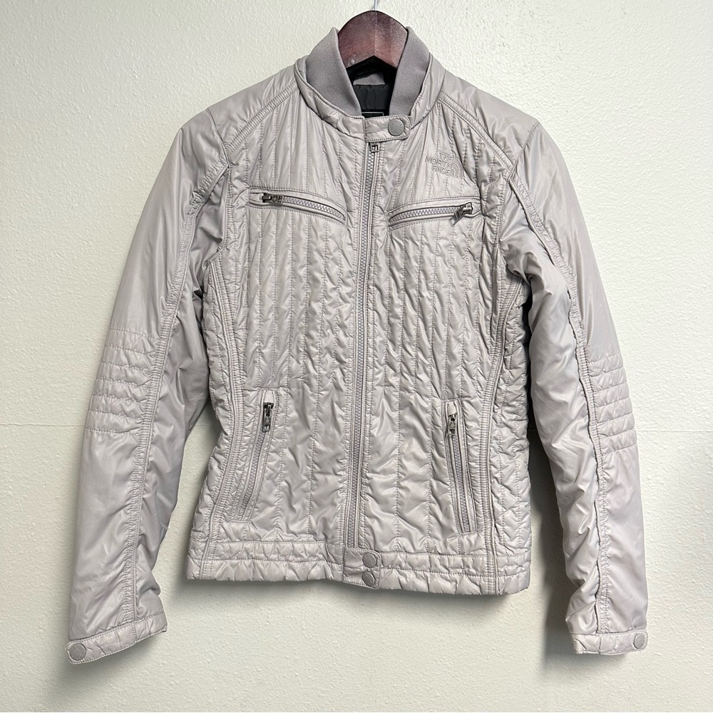 The North Face Jacket Womens Sz S Light Grey Quilted Midori Moto outdoor utility